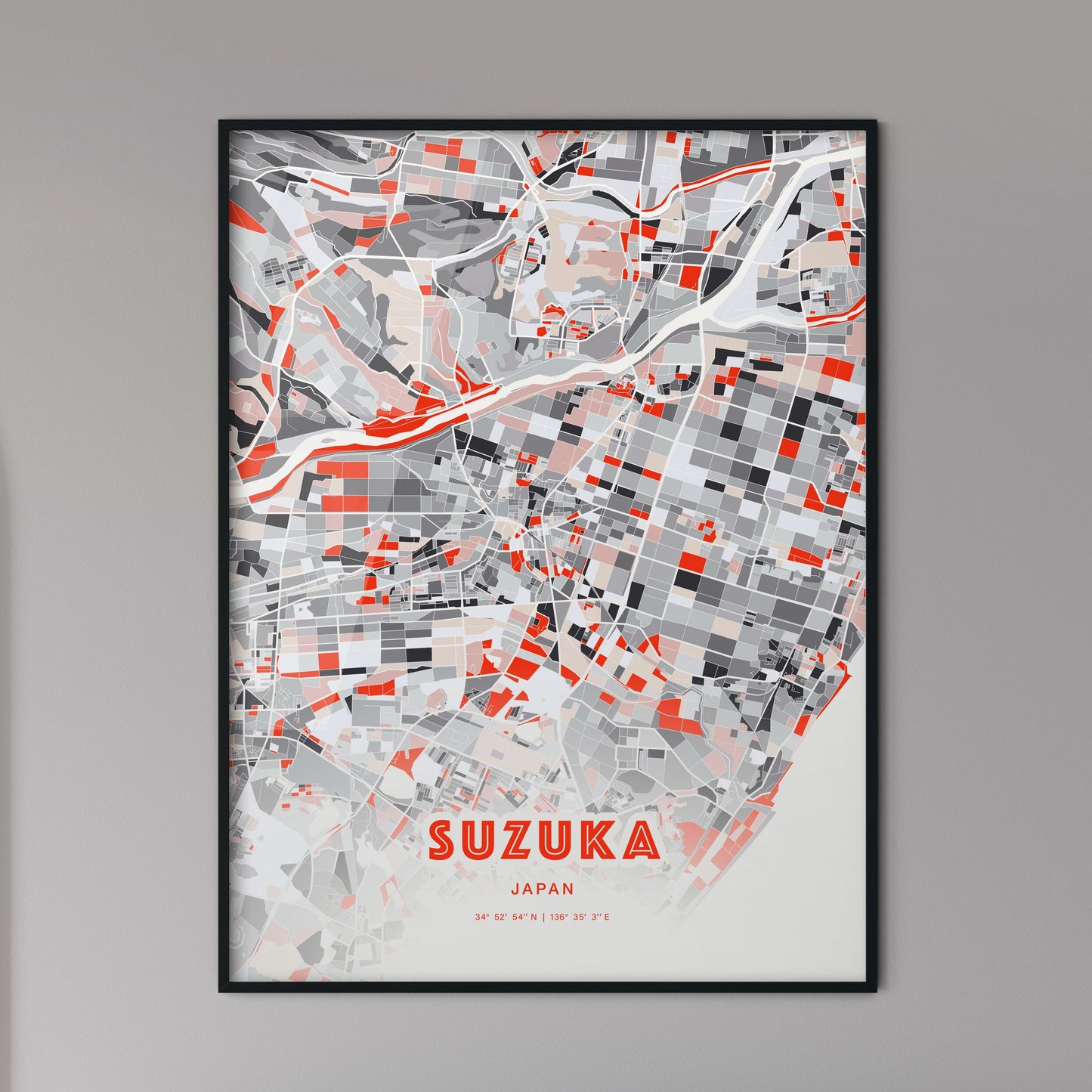 Colorful SUZUKA JAPAN Fine Art Map Modern