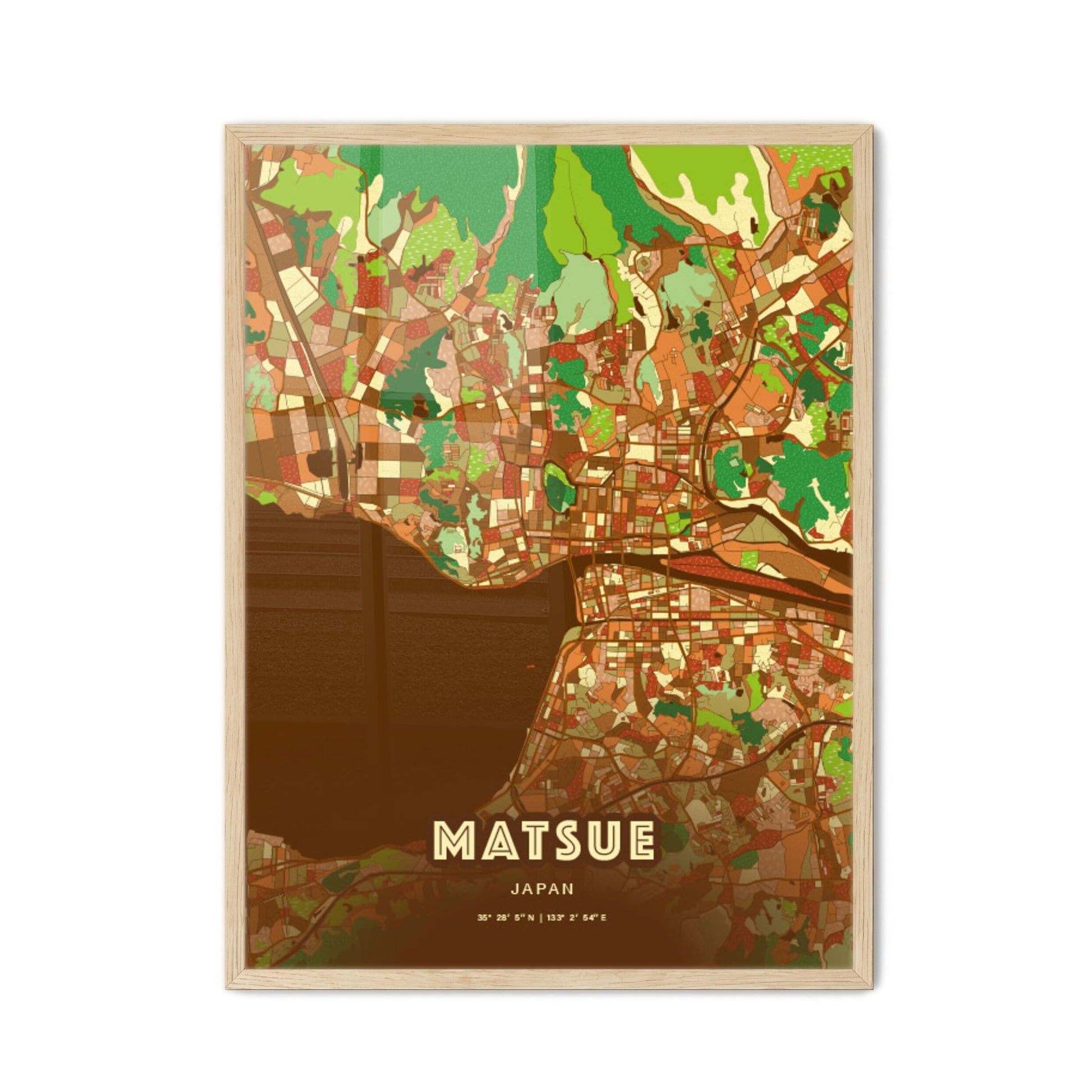 Colorful MATSUE JAPAN Fine Art Map Farmhouse