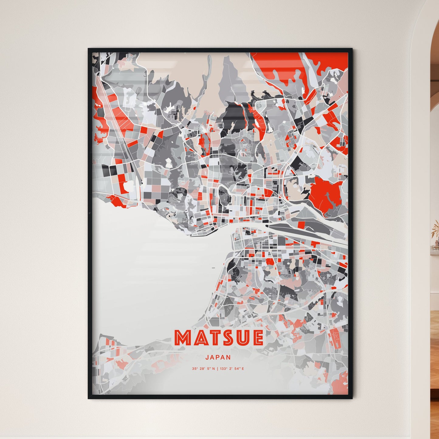 Colorful MATSUE JAPAN Fine Art Map Modern