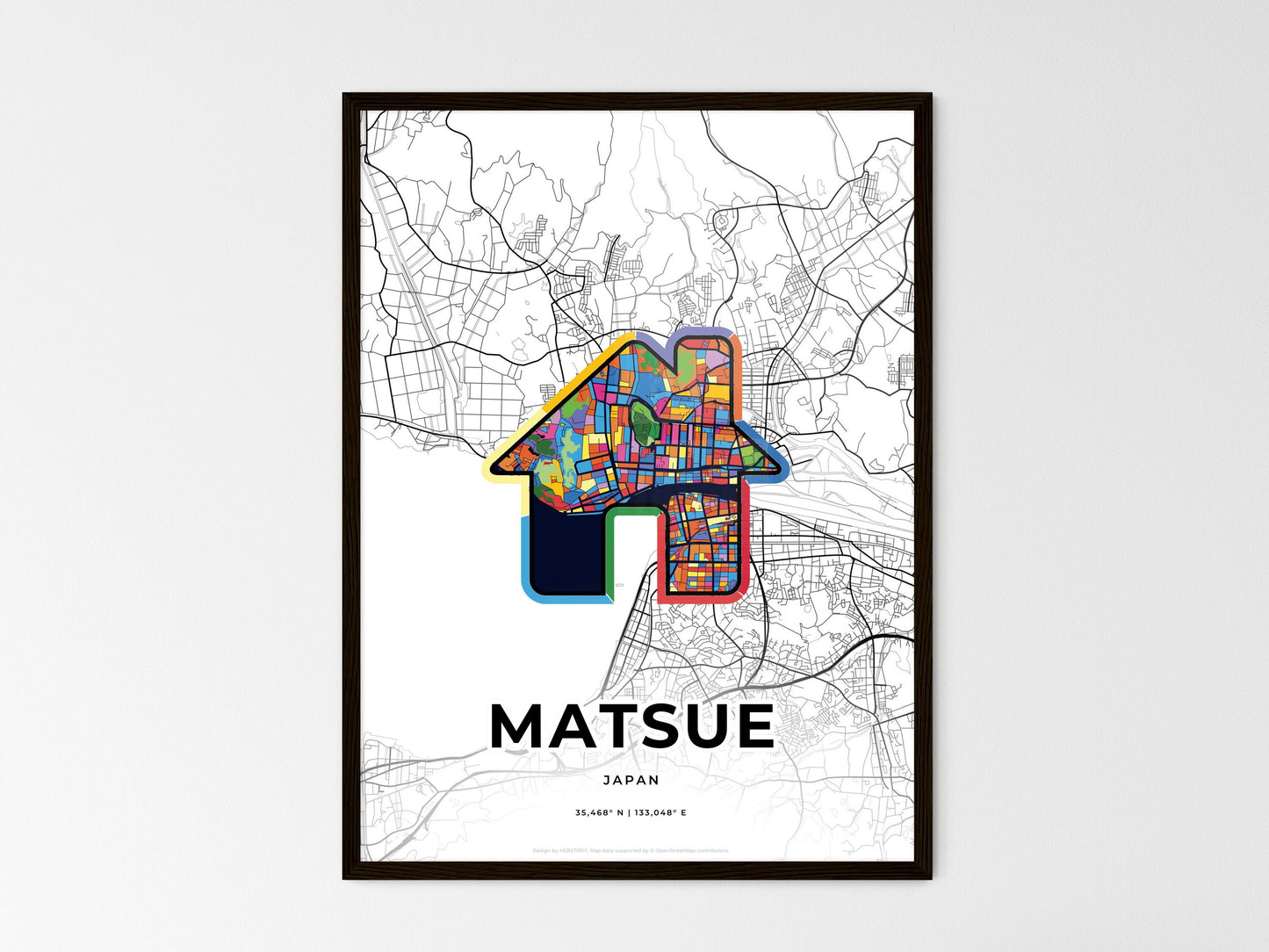 Matsue Japan wedding art map with home icon