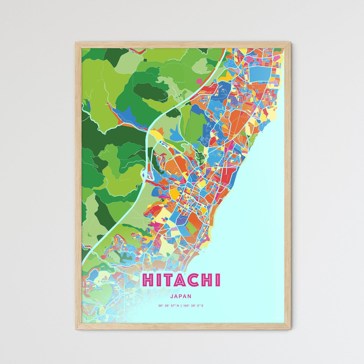 Colorful HITACHI JAPAN Fine Art Map Crazy Colors