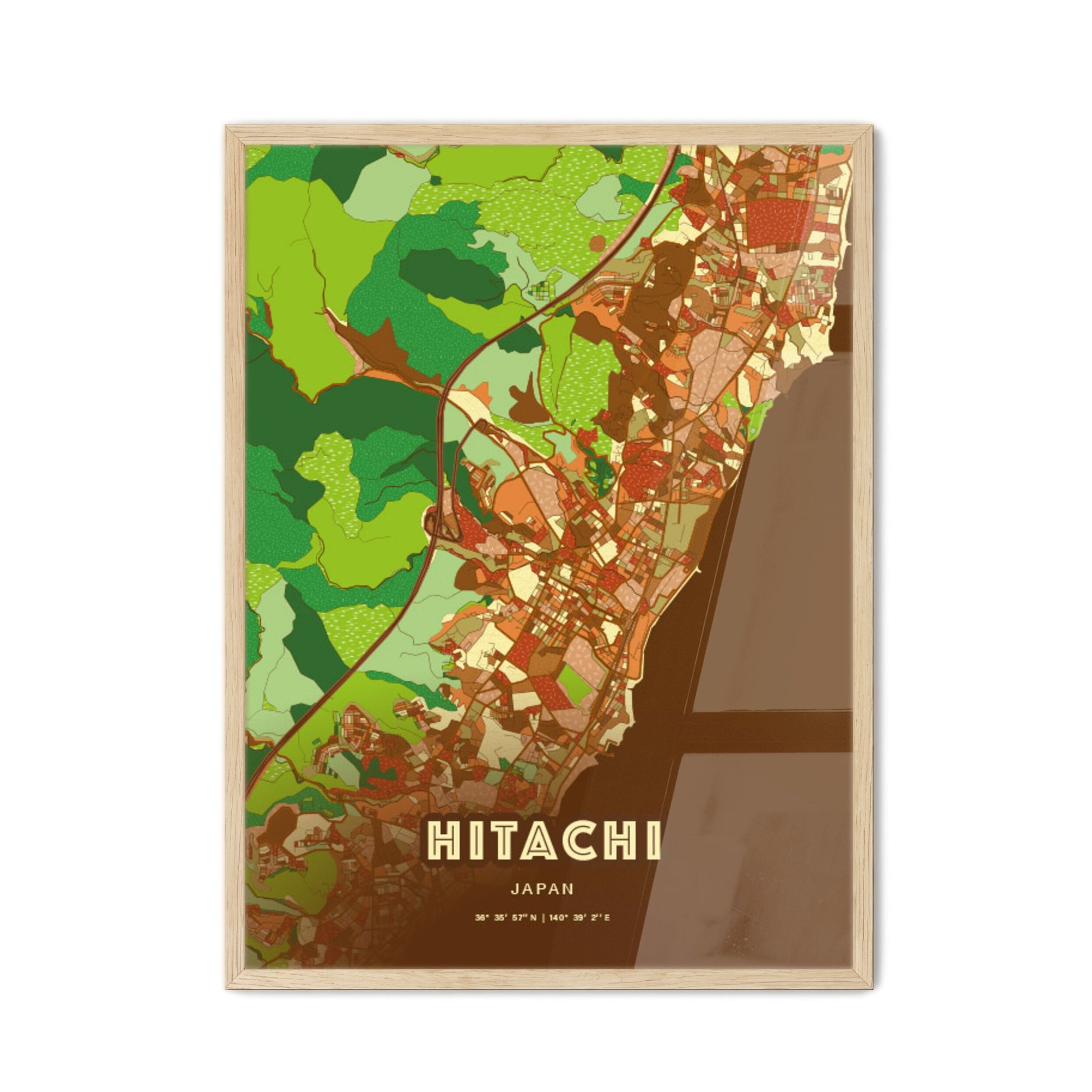 Colorful HITACHI JAPAN Fine Art Map Farmhouse