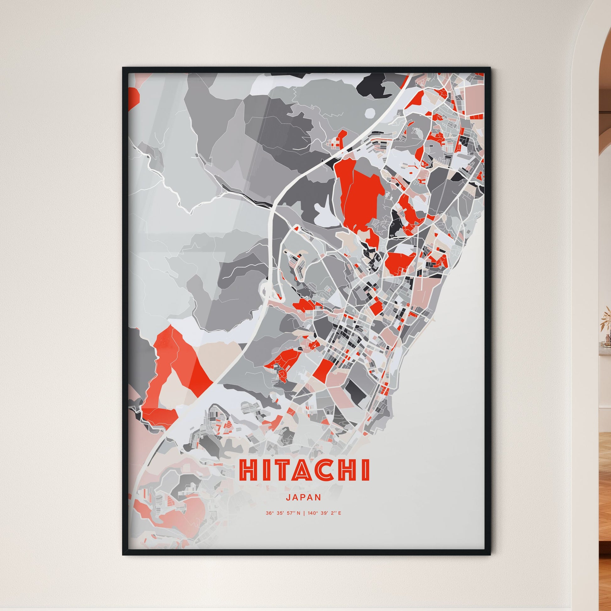 Colorful HITACHI JAPAN Fine Art Map Modern