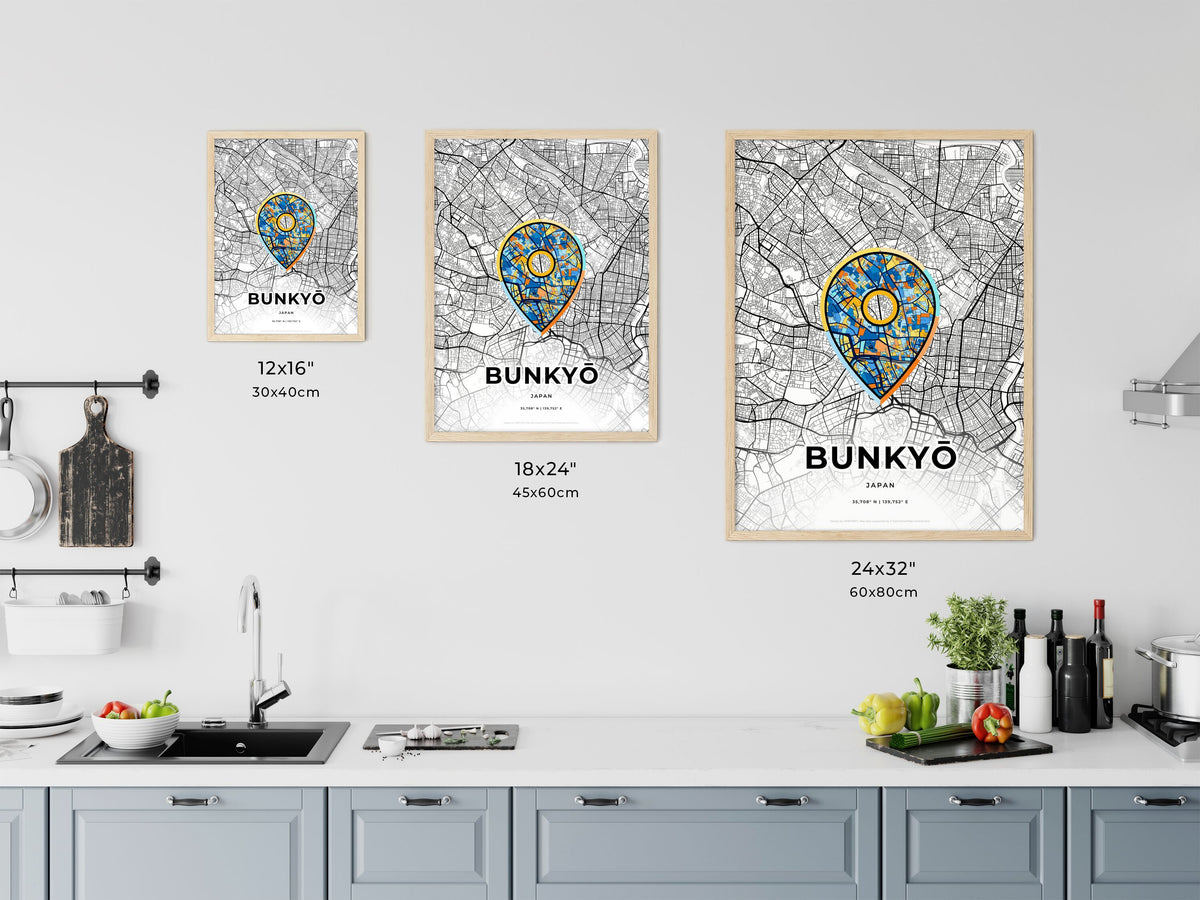 Bunkyō Japan art map size chart