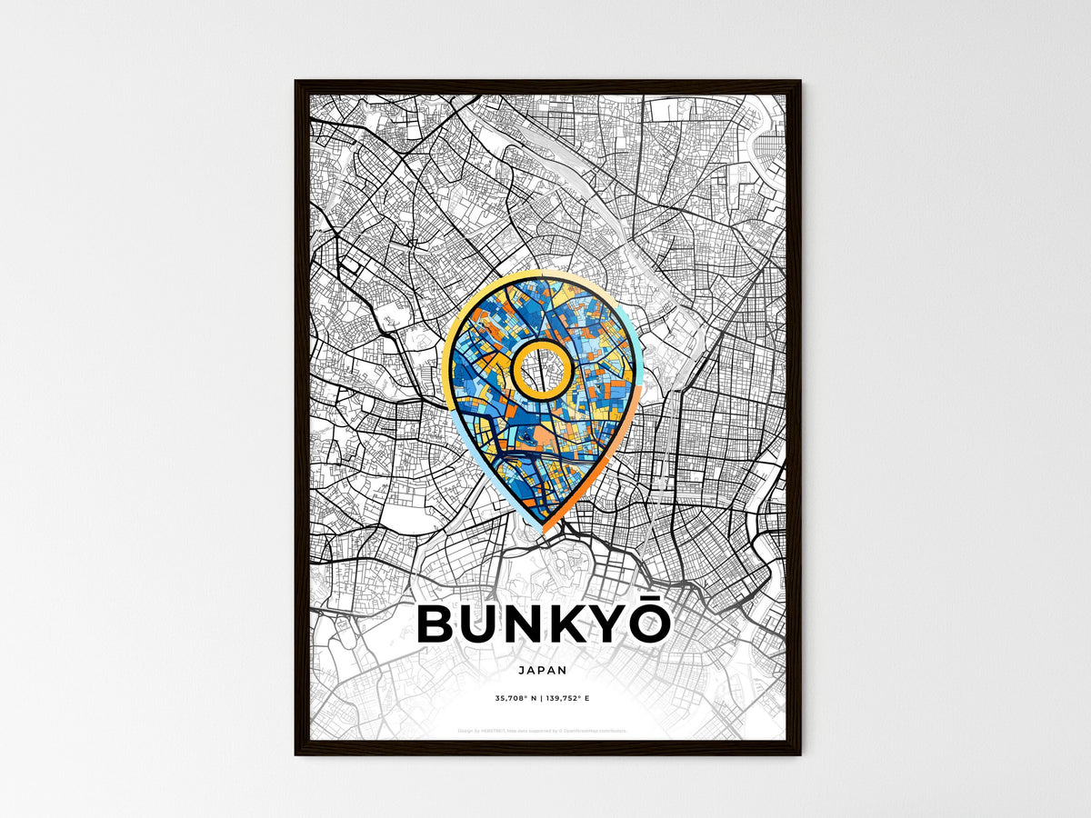 Bunkyō Japan wedding art map with pointer icon