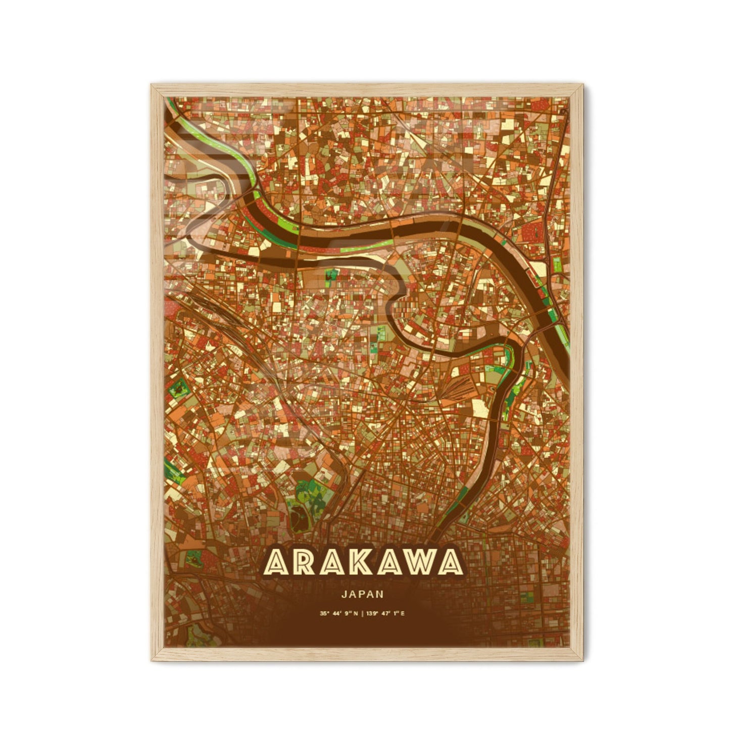 Colorful ARAKAWA JAPAN Fine Art Map Farmhouse