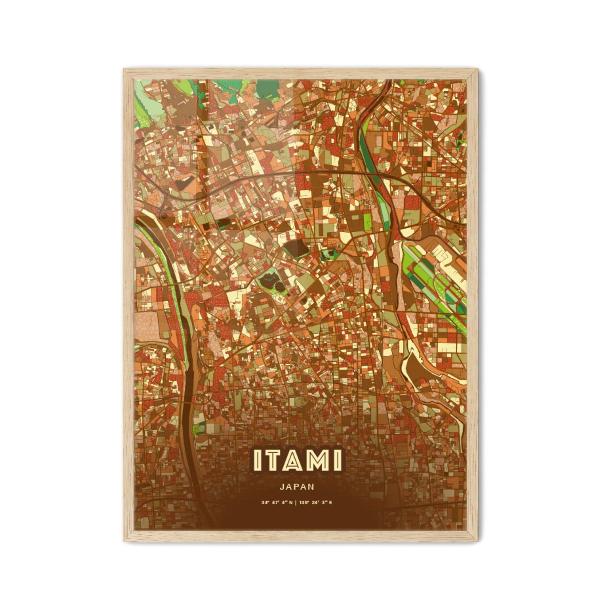 Colorful ITAMI JAPAN Fine Art Map Farmhouse