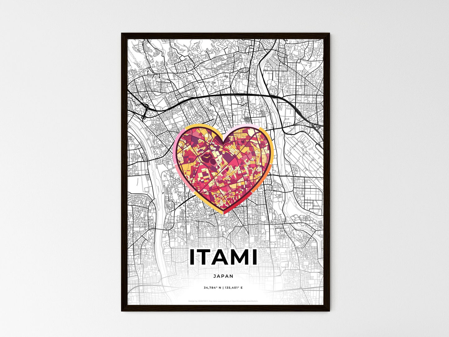 Itami Japan wedding art map with heart icon