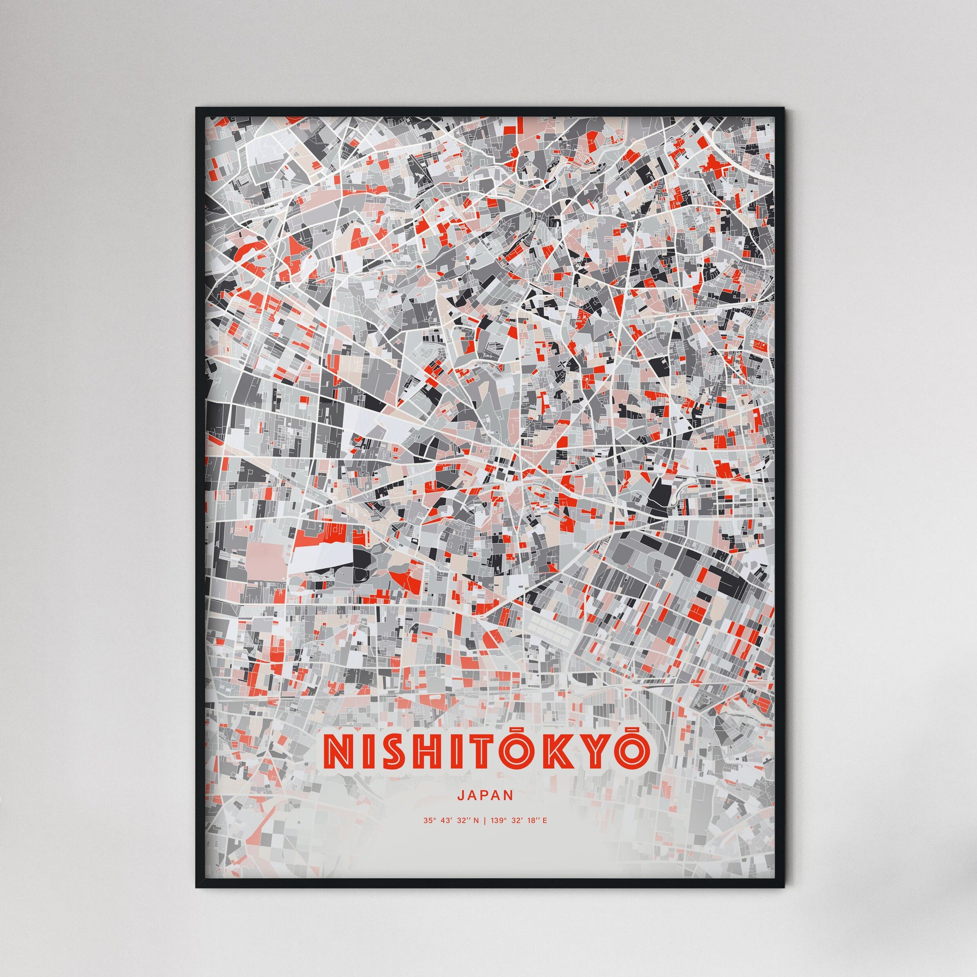 Colorful NISHITŌKYŌ JAPAN Fine Art Map Modern