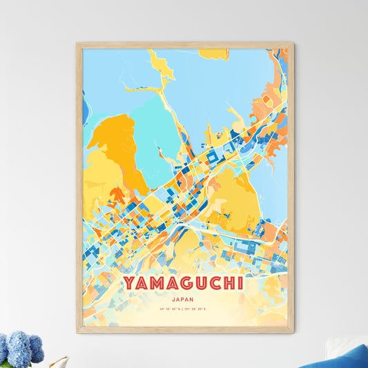 Colorful YAMAGUCHI JAPAN Fine Art Map Blue Orange