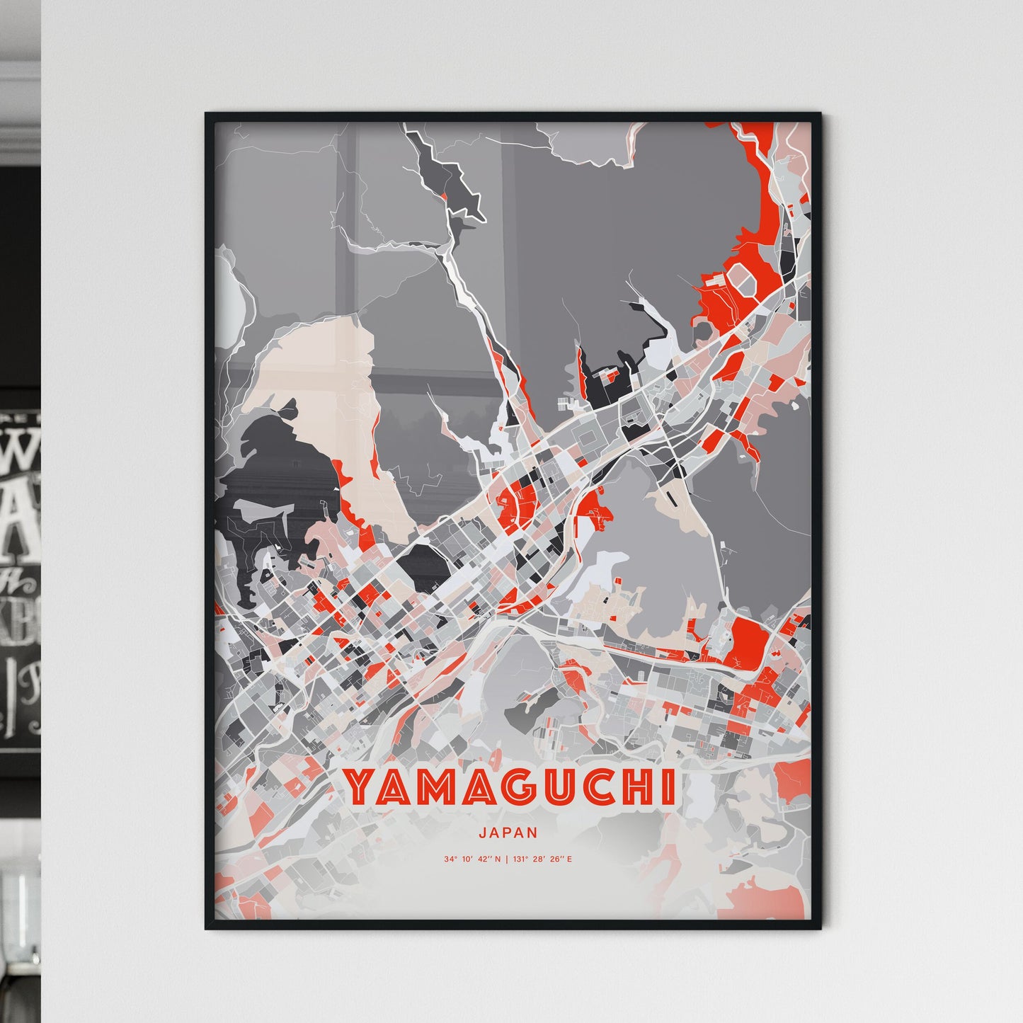 Colorful YAMAGUCHI JAPAN Fine Art Map Modern