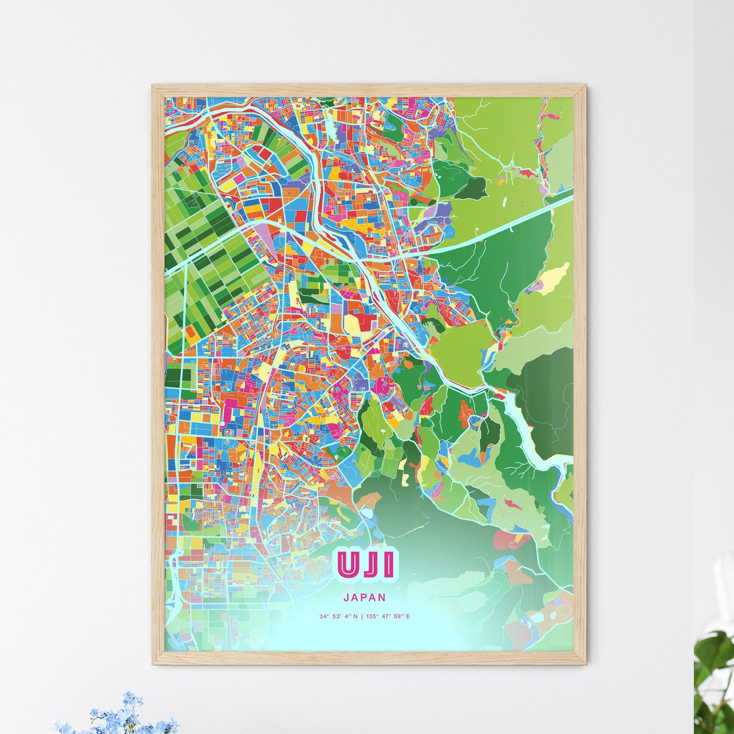 Colorful UJI JAPAN Fine Art Map Crazy Colors