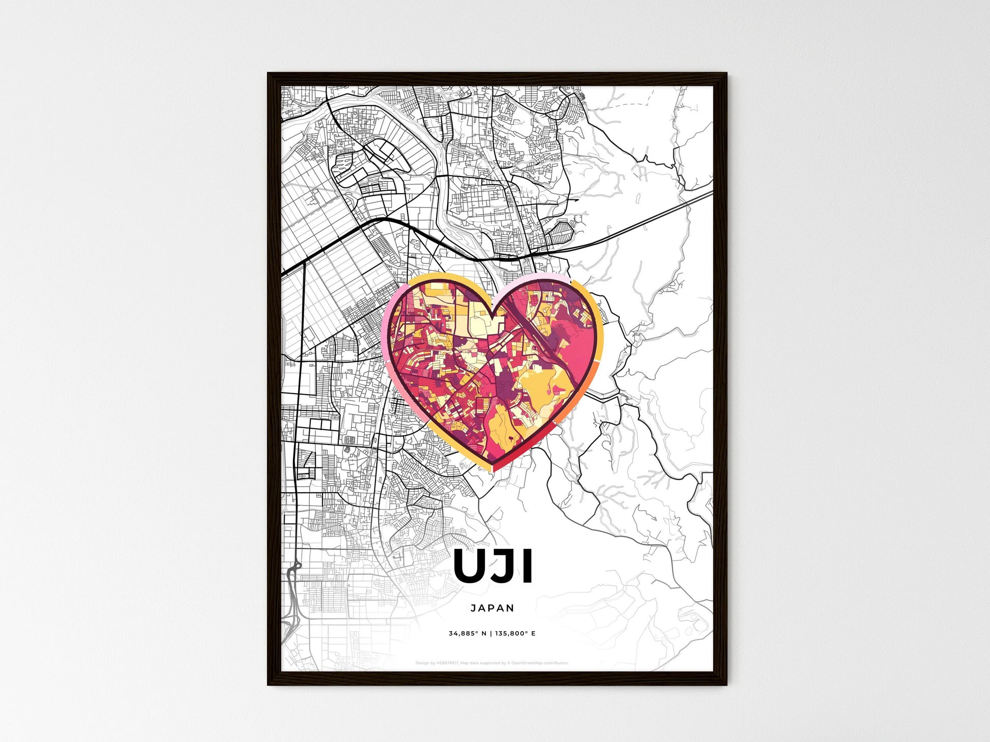 UJI JAPAN minimal art map with a colorful icon. Style 2