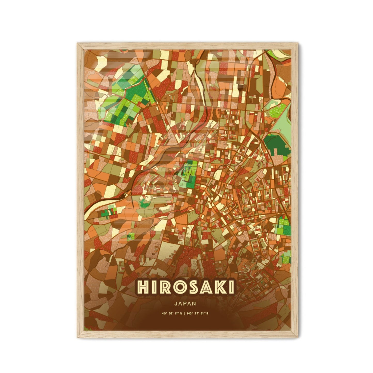 Colorful HIROSAKI JAPAN Fine Art Map Farmhouse