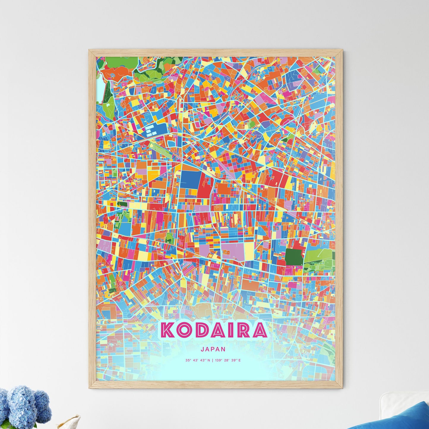 Colorful KODAIRA JAPAN Fine Art Map Crazy Colors