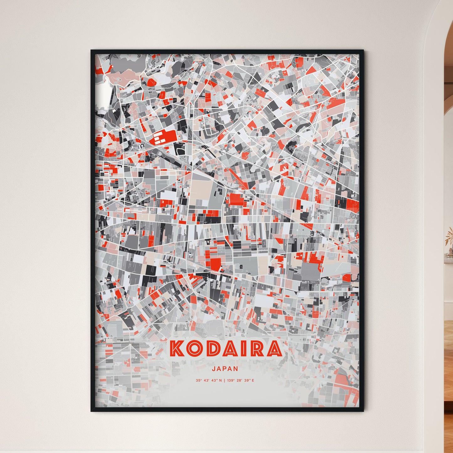 Colorful KODAIRA JAPAN Fine Art Map Modern