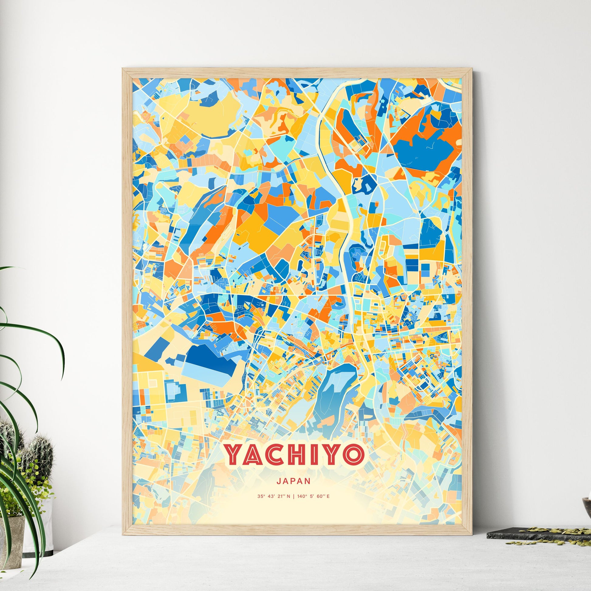 Colorful YACHIYO JAPAN Fine Art Map Blue Orange