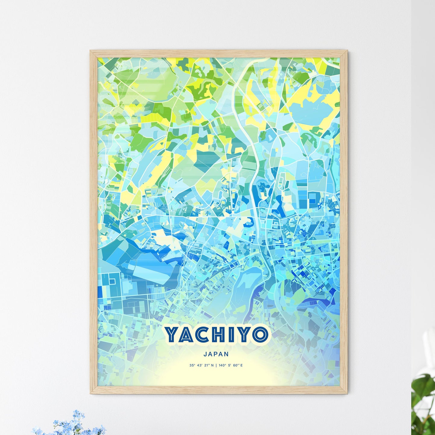 Colorful YACHIYO JAPAN Fine Art Map Cool Blue