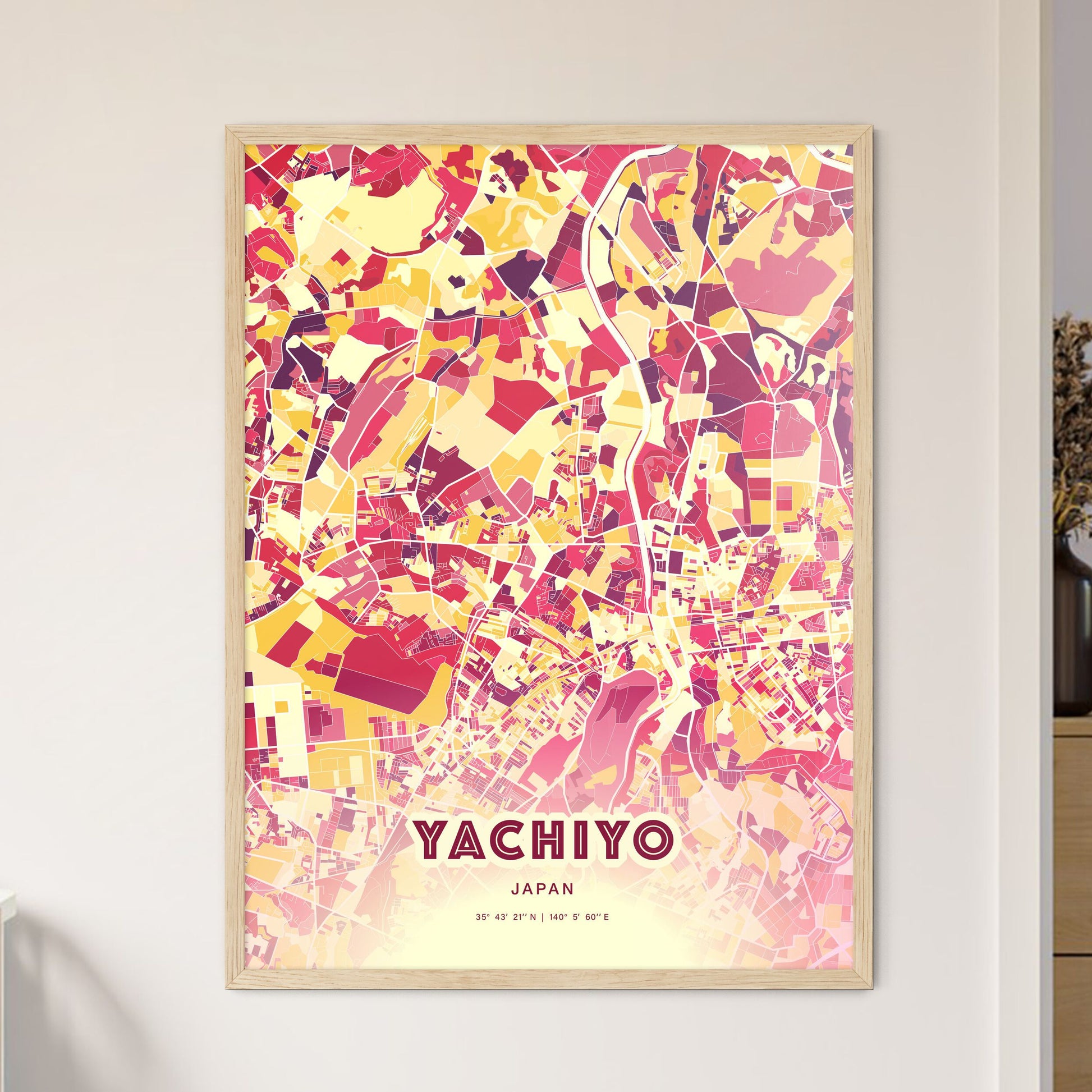 Colorful YACHIYO JAPAN Fine Art Map Hot Red