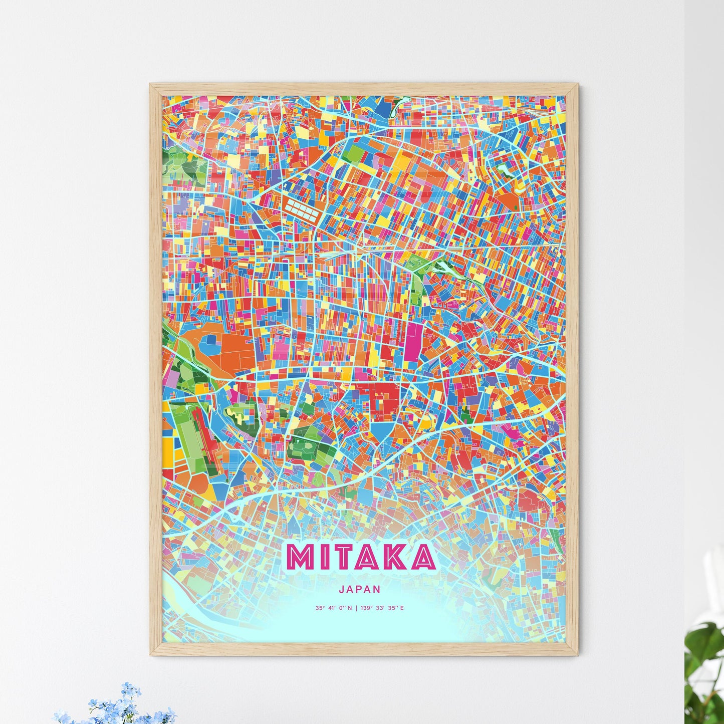 Colorful MITAKA JAPAN Fine Art Map Crazy Colors