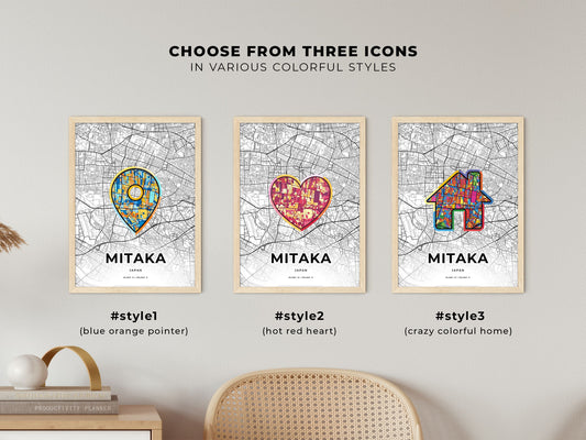 Mitaka Japan maps with colorful icons