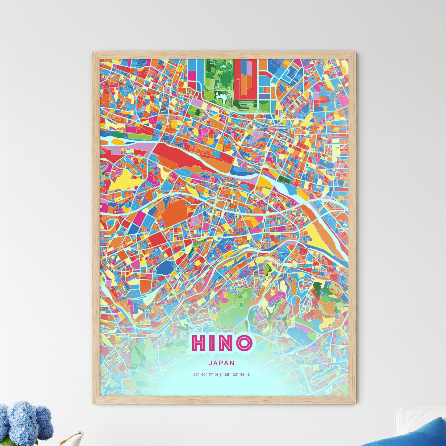 Colorful HINO JAPAN Fine Art Map Crazy Colors