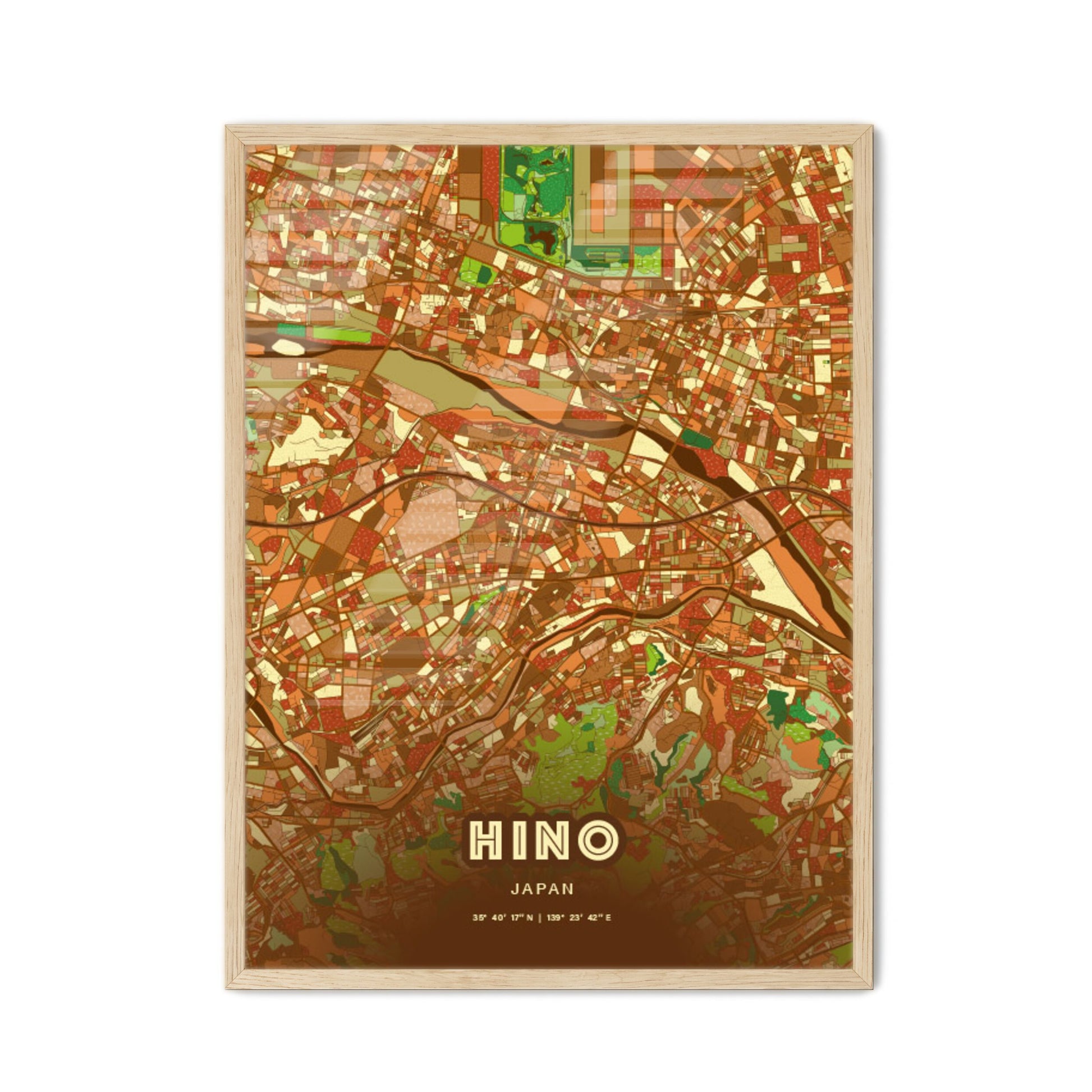 Colorful HINO JAPAN Fine Art Map Farmhouse