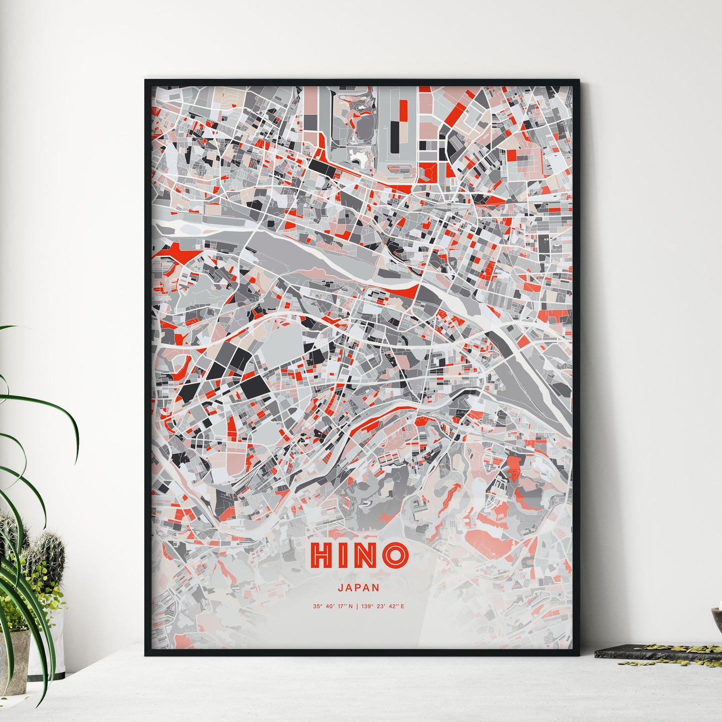 Colorful HINO JAPAN Fine Art Map Modern