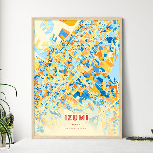 Colorful IZUMI JAPAN Fine Art Map Blue Orange