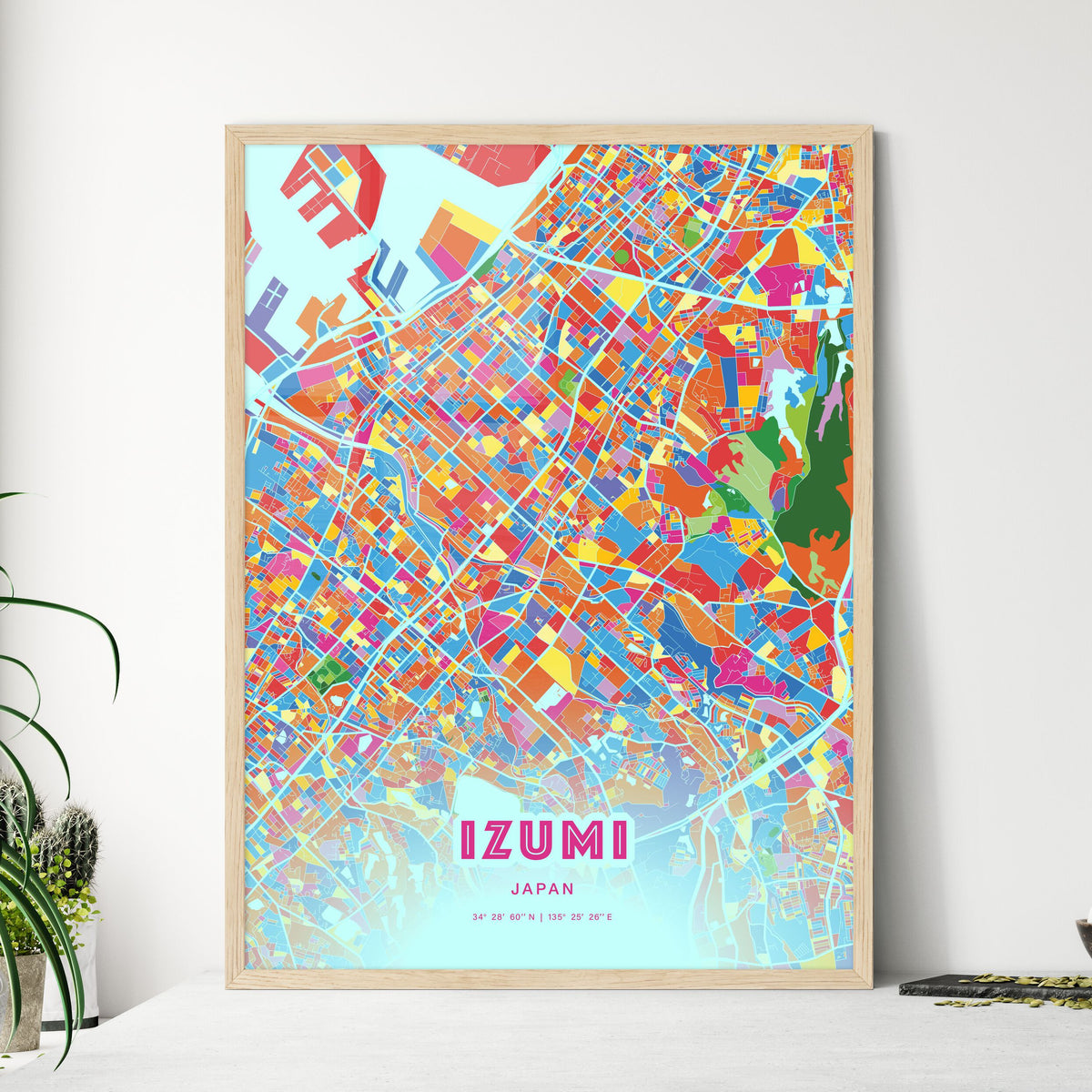 Colorful IZUMI JAPAN Fine Art Map Crazy Colors