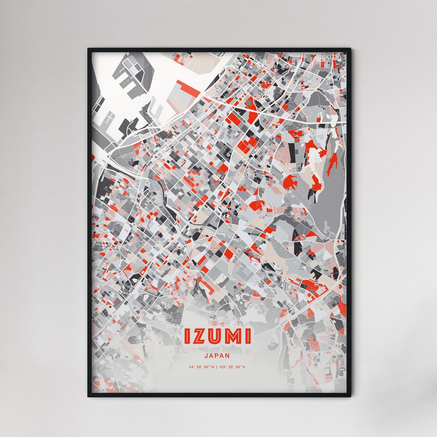 Colorful IZUMI JAPAN Fine Art Map Modern