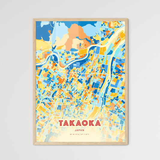 Colorful TAKAOKA JAPAN Fine Art Map Blue Orange