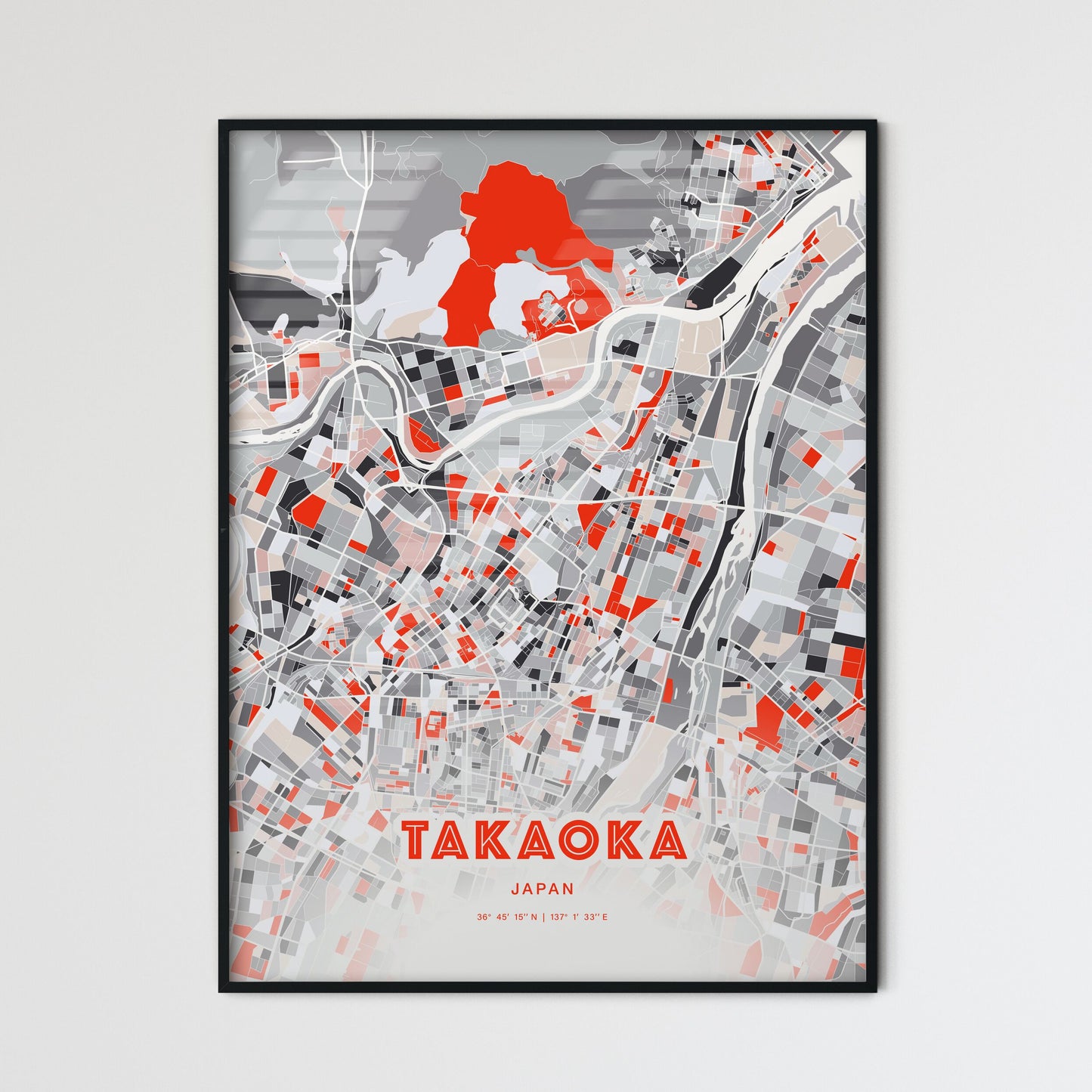 Colorful TAKAOKA JAPAN Fine Art Map Modern