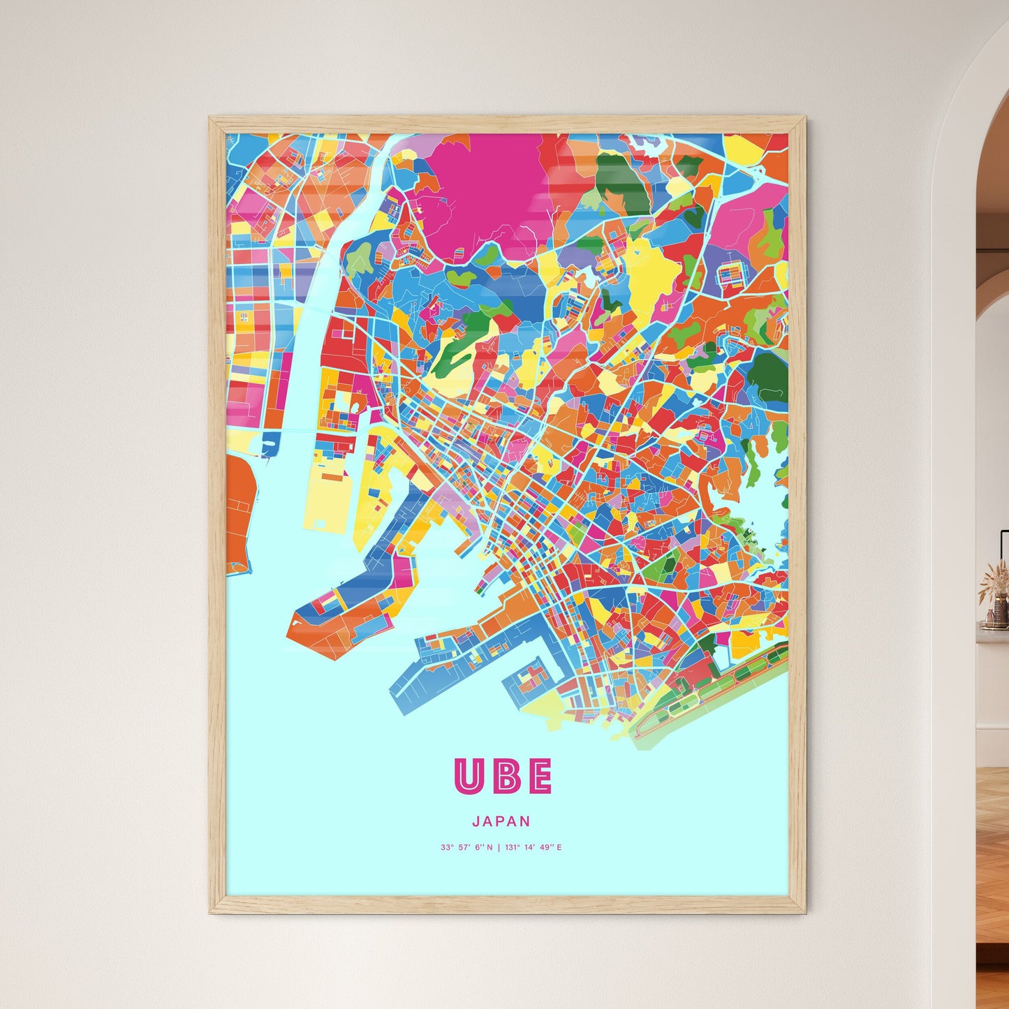 Colorful UBE JAPAN Fine Art Map Crazy Colors