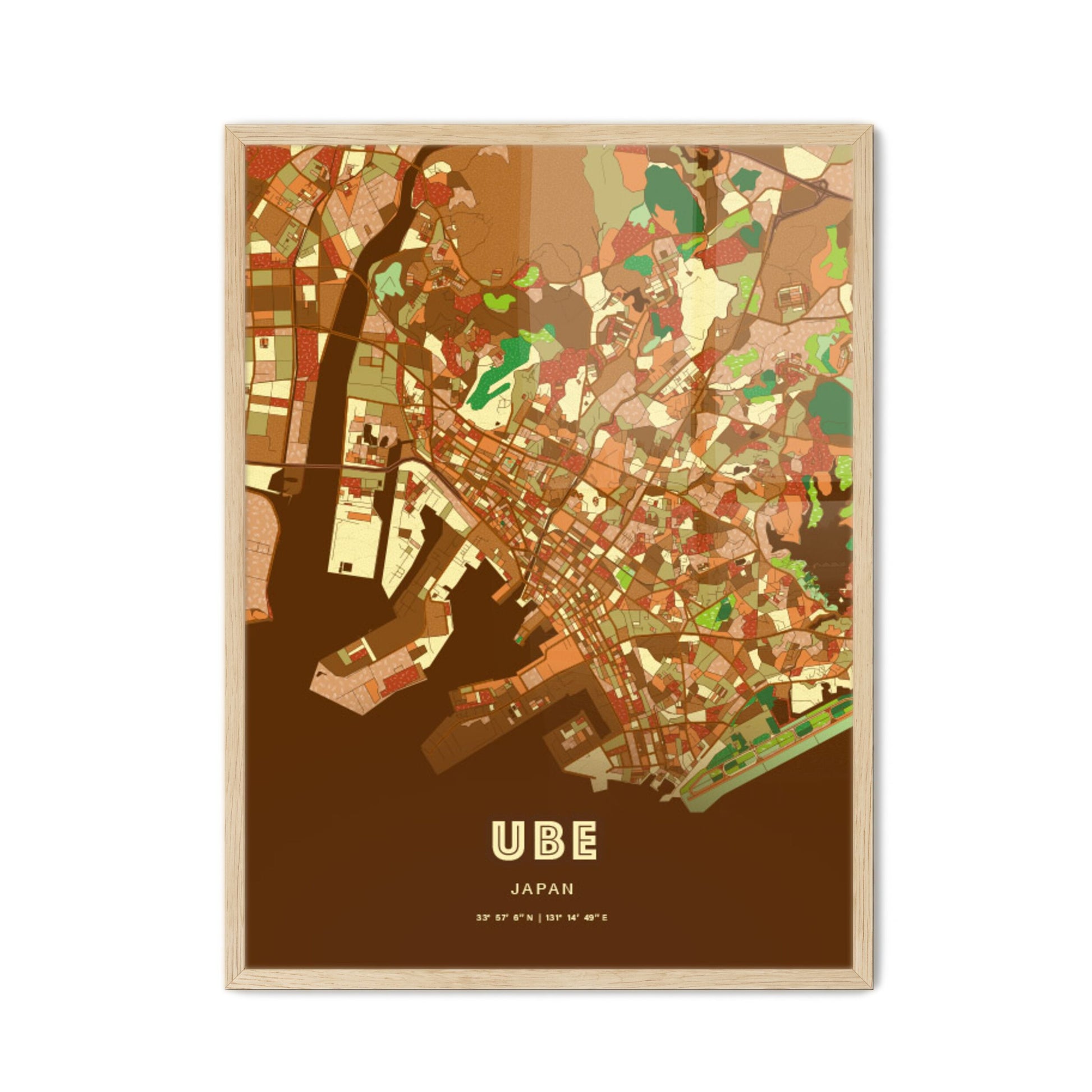 Colorful UBE JAPAN Fine Art Map Farmhouse