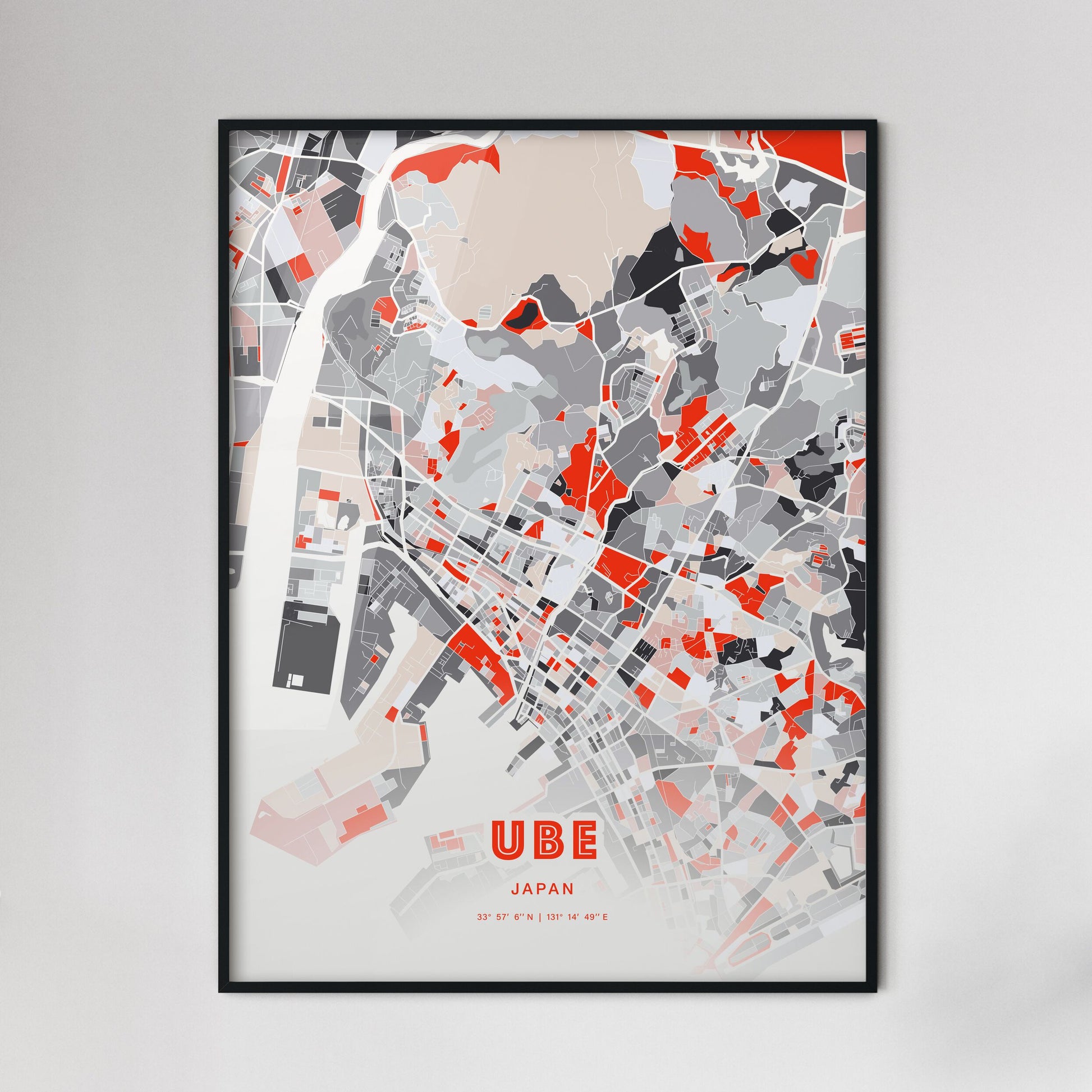 Colorful UBE JAPAN Fine Art Map Modern