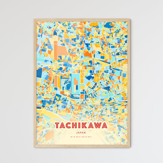 Colorful TACHIKAWA JAPAN Fine Art Map Blue Orange