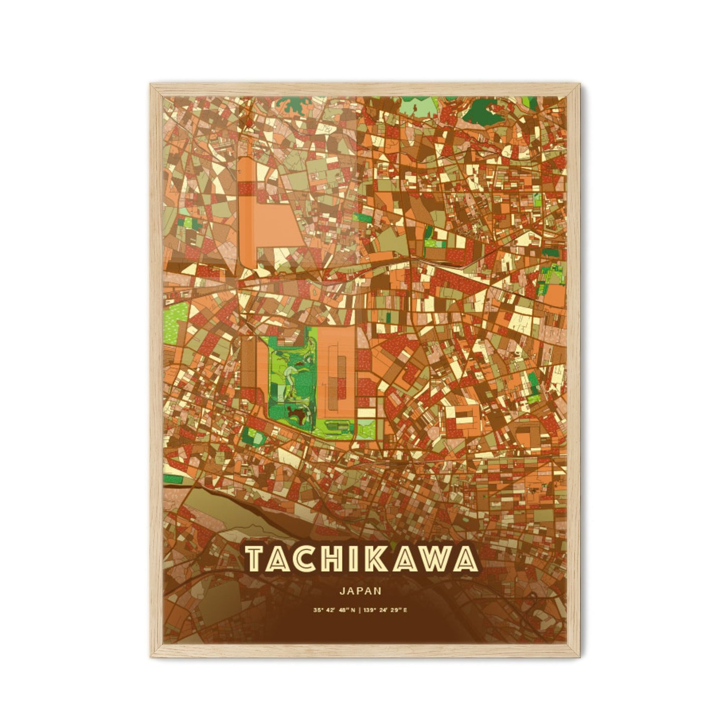 Colorful TACHIKAWA JAPAN Fine Art Map Farmhouse