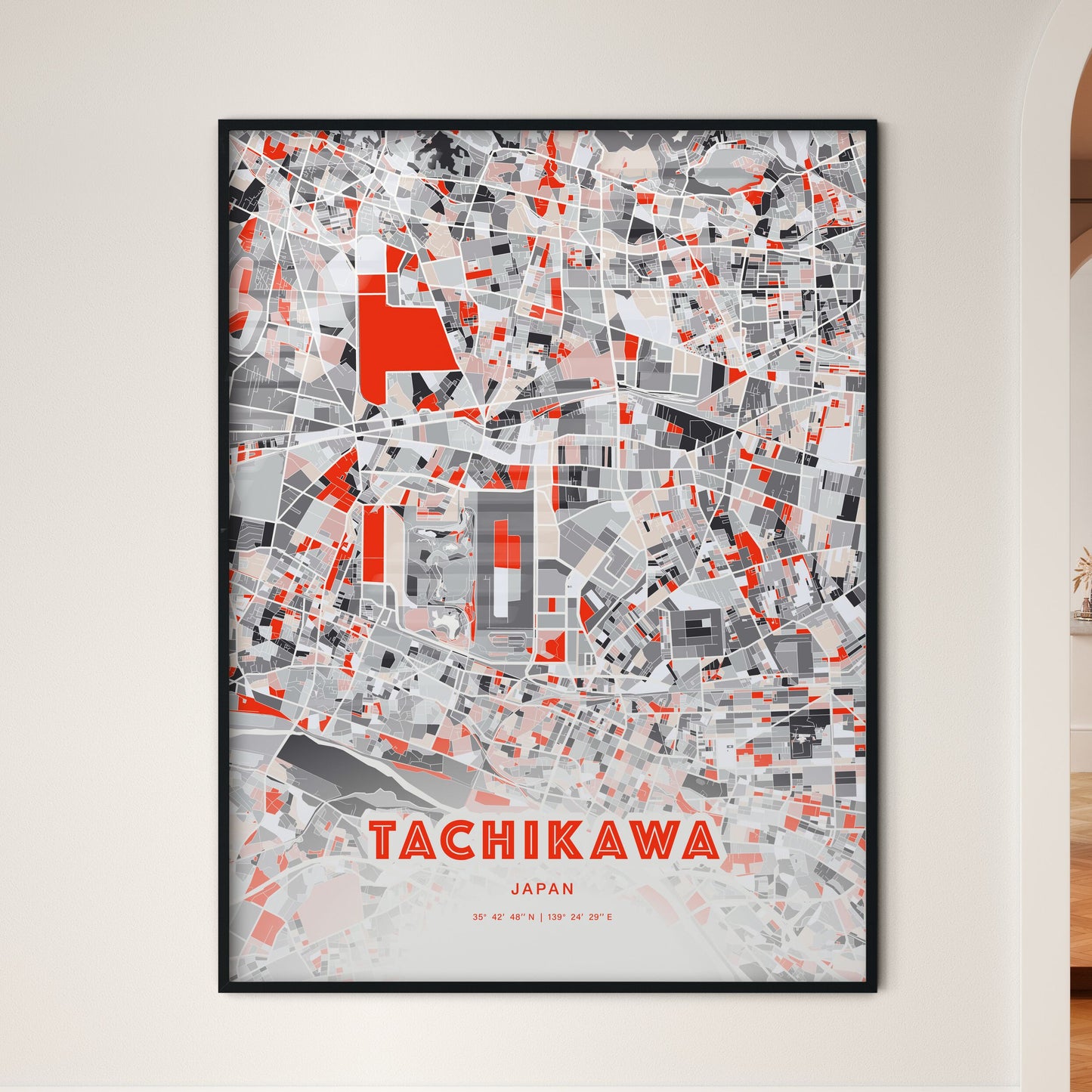 Colorful TACHIKAWA JAPAN Fine Art Map Modern