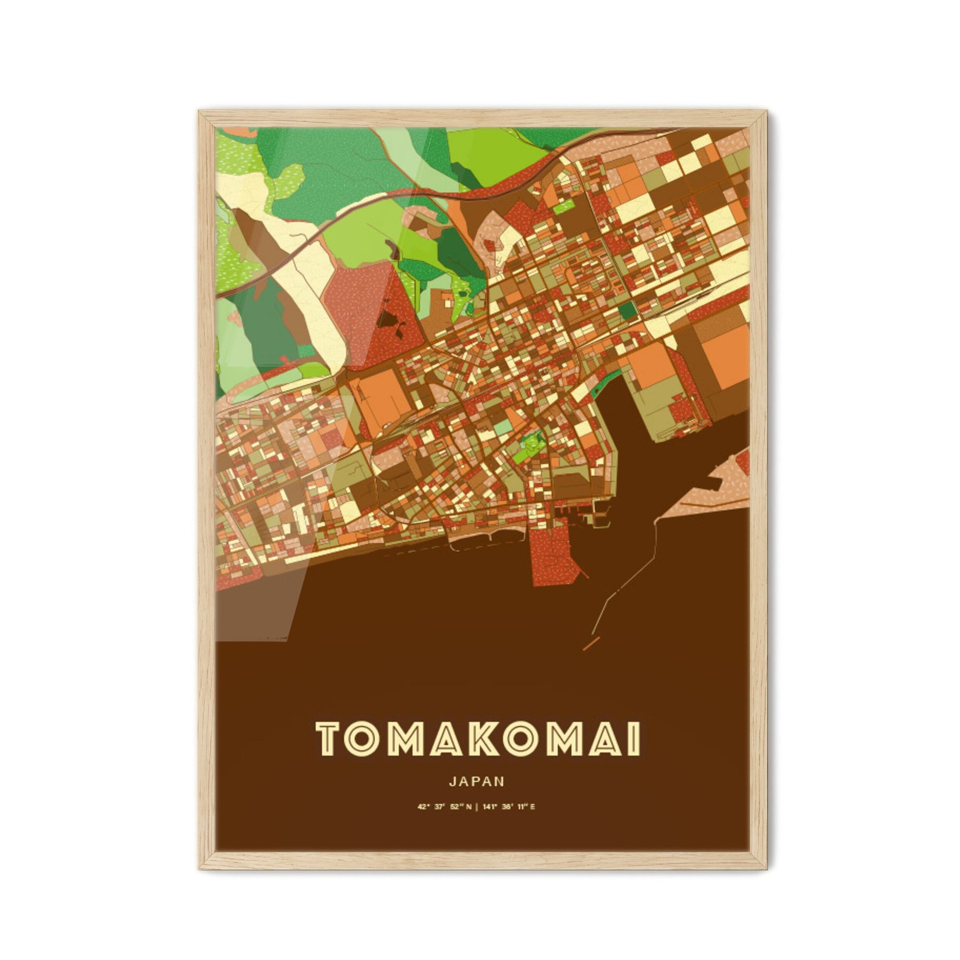 Colorful TOMAKOMAI JAPAN Fine Art Map Farmhouse