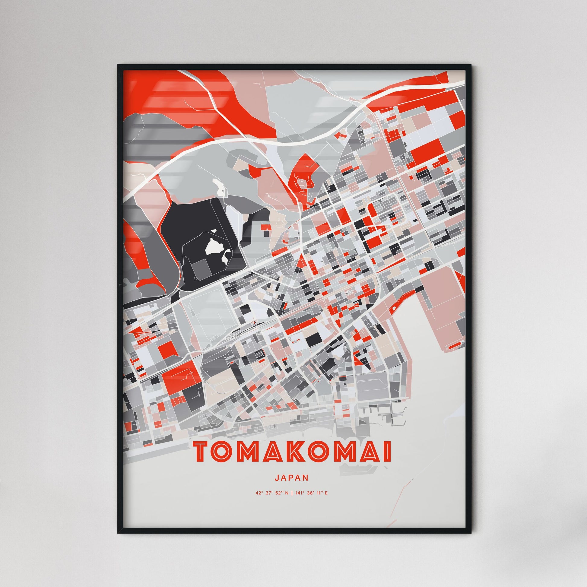 Colorful TOMAKOMAI JAPAN Fine Art Map Modern