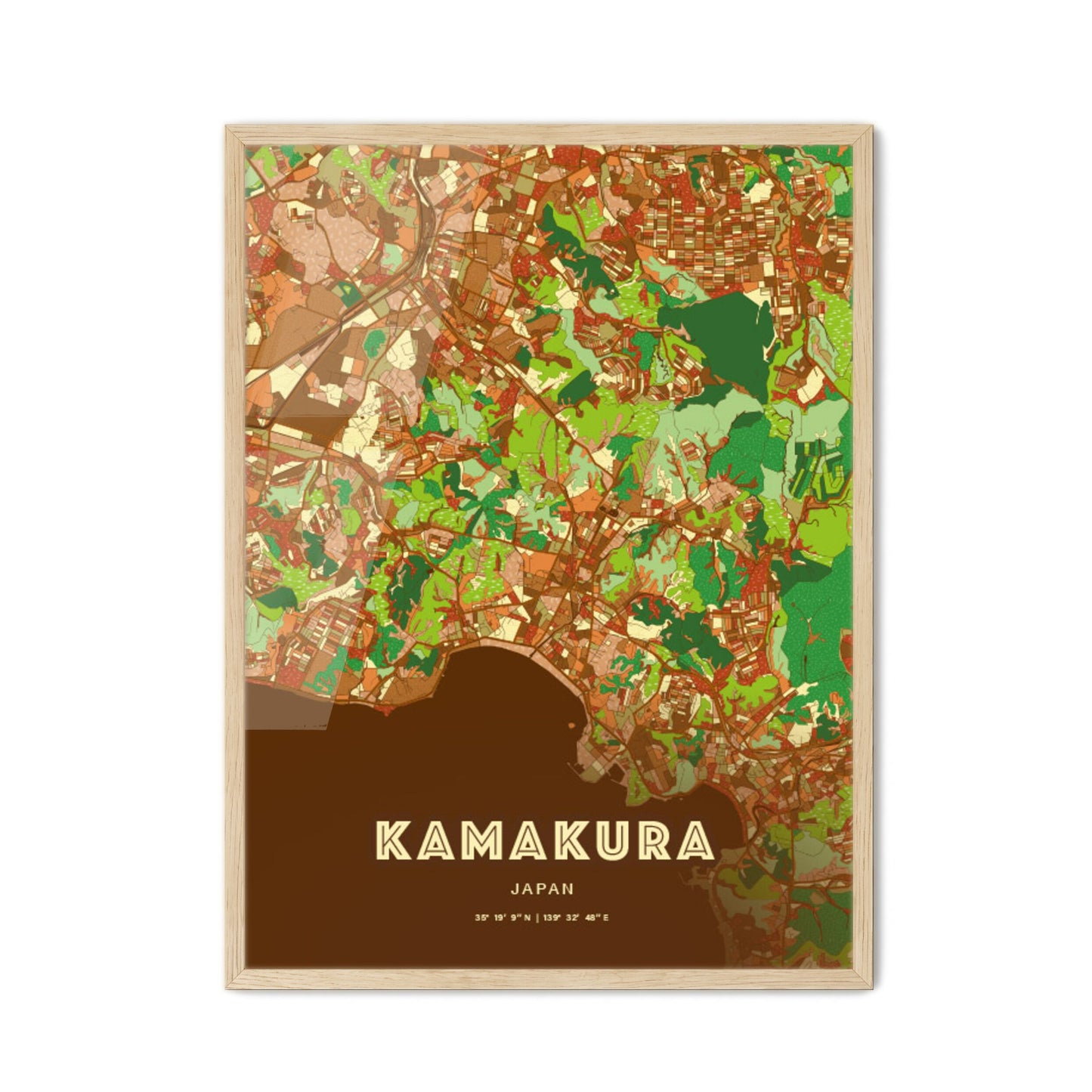 Colorful KAMAKURA JAPAN Fine Art Map Farmhouse