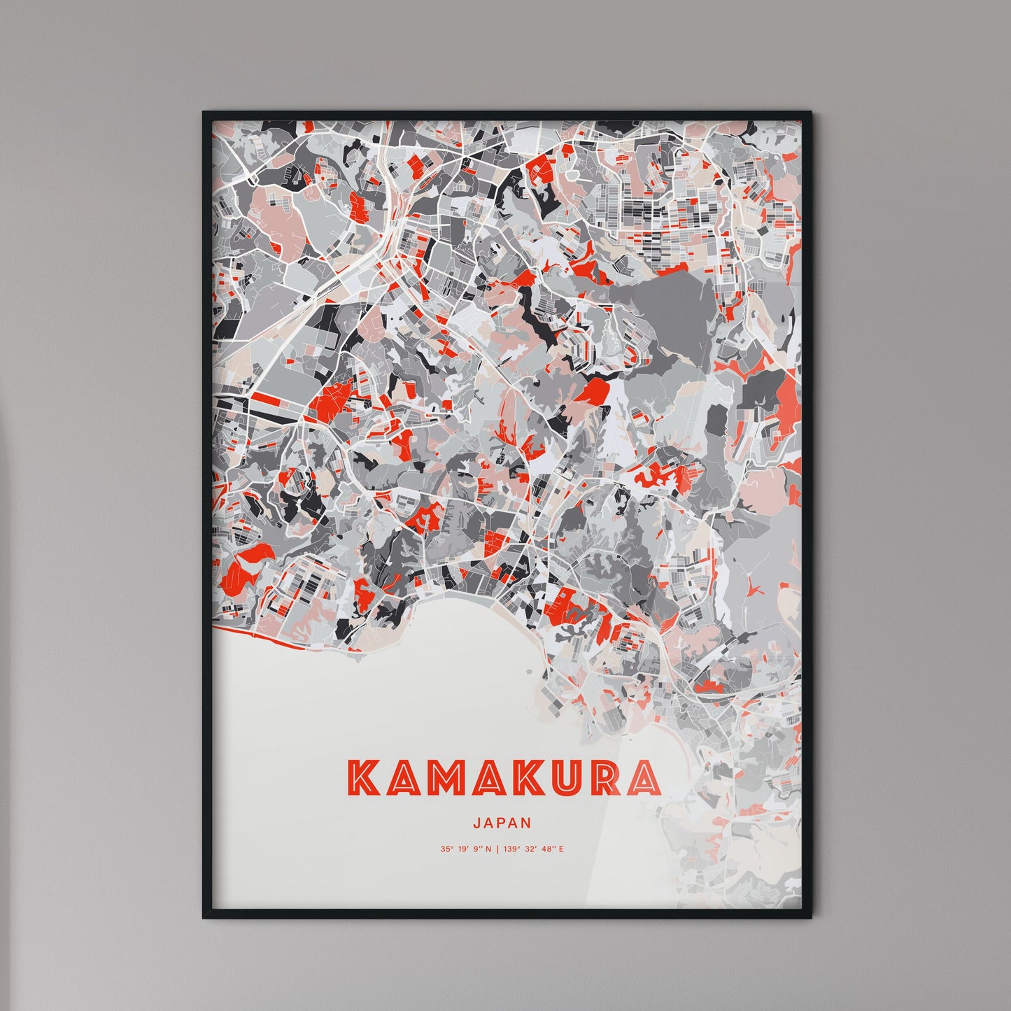 Colorful KAMAKURA JAPAN Fine Art Map Modern