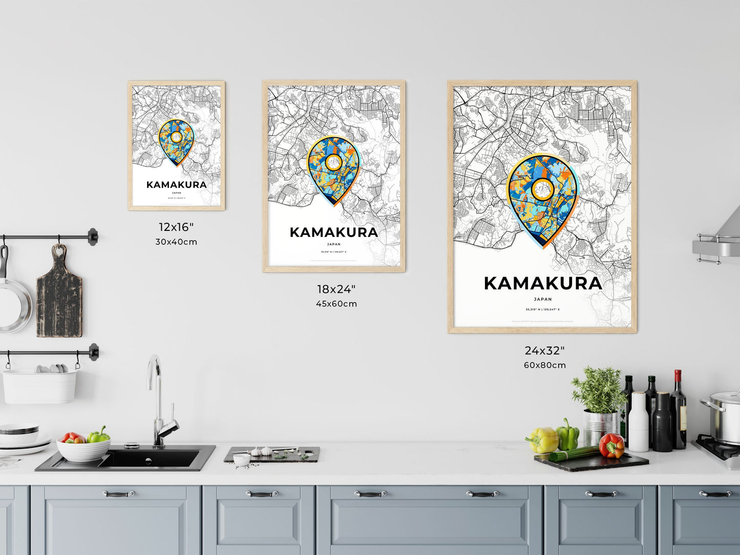 Kamakura Japan art map size chart