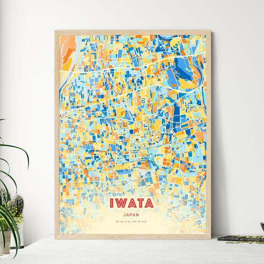 Colorful IWATA JAPAN Fine Art Map Blue Orange