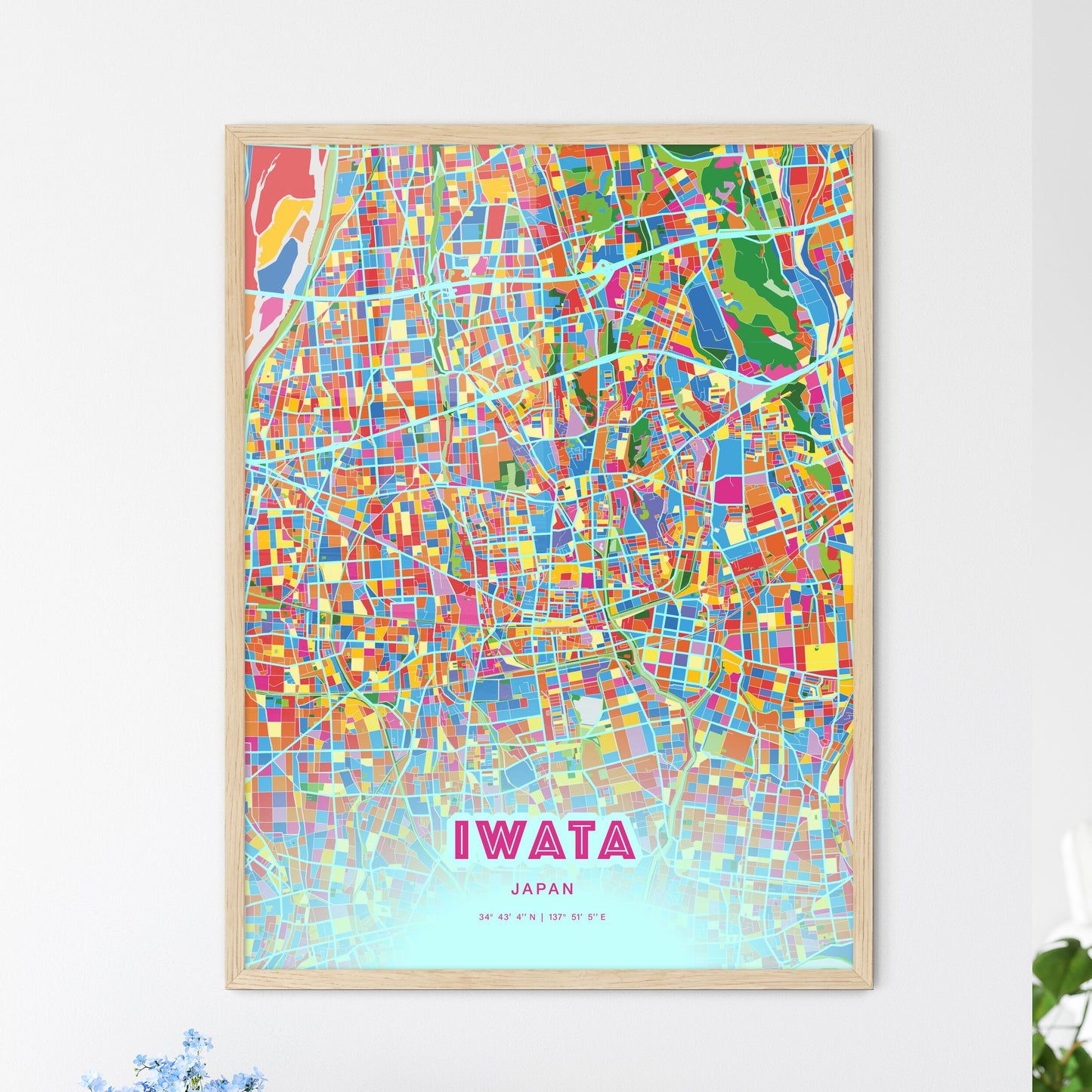 Colorful IWATA JAPAN Fine Art Map Crazy Colors