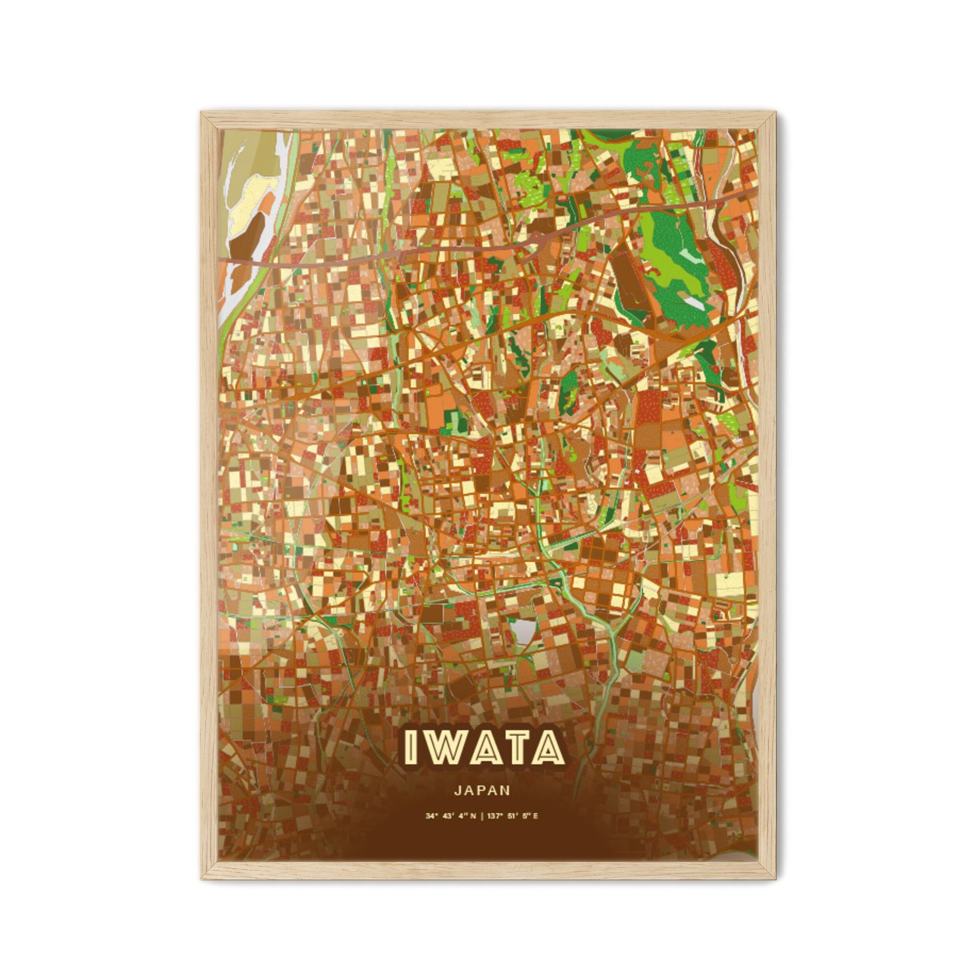 Colorful IWATA JAPAN Fine Art Map Farmhouse