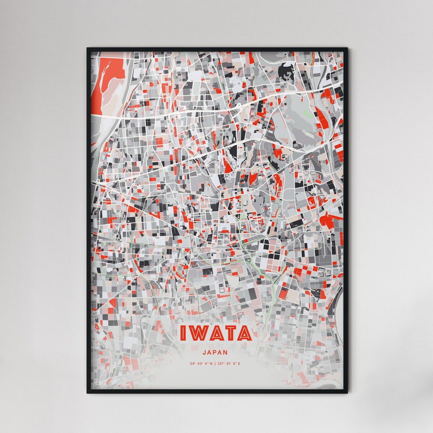 Colorful IWATA JAPAN Fine Art Map Modern