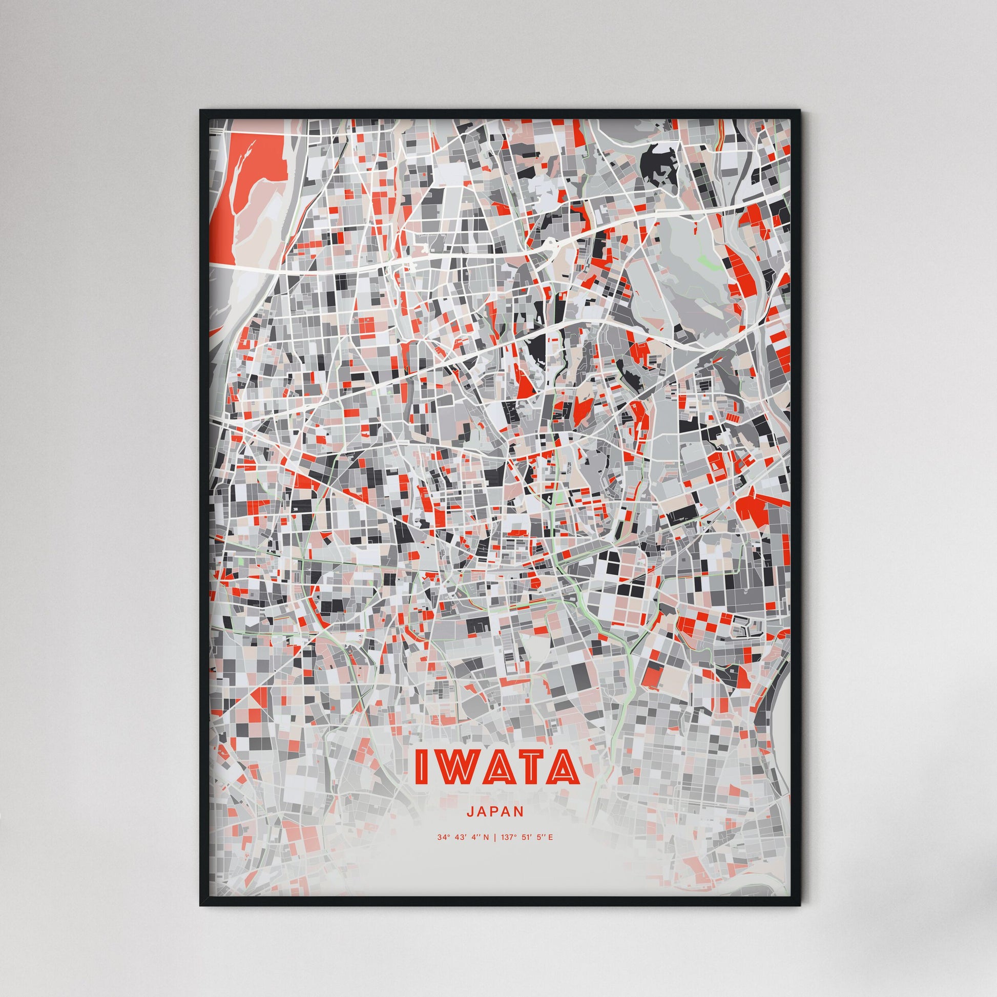 Colorful IWATA JAPAN Fine Art Map Modern