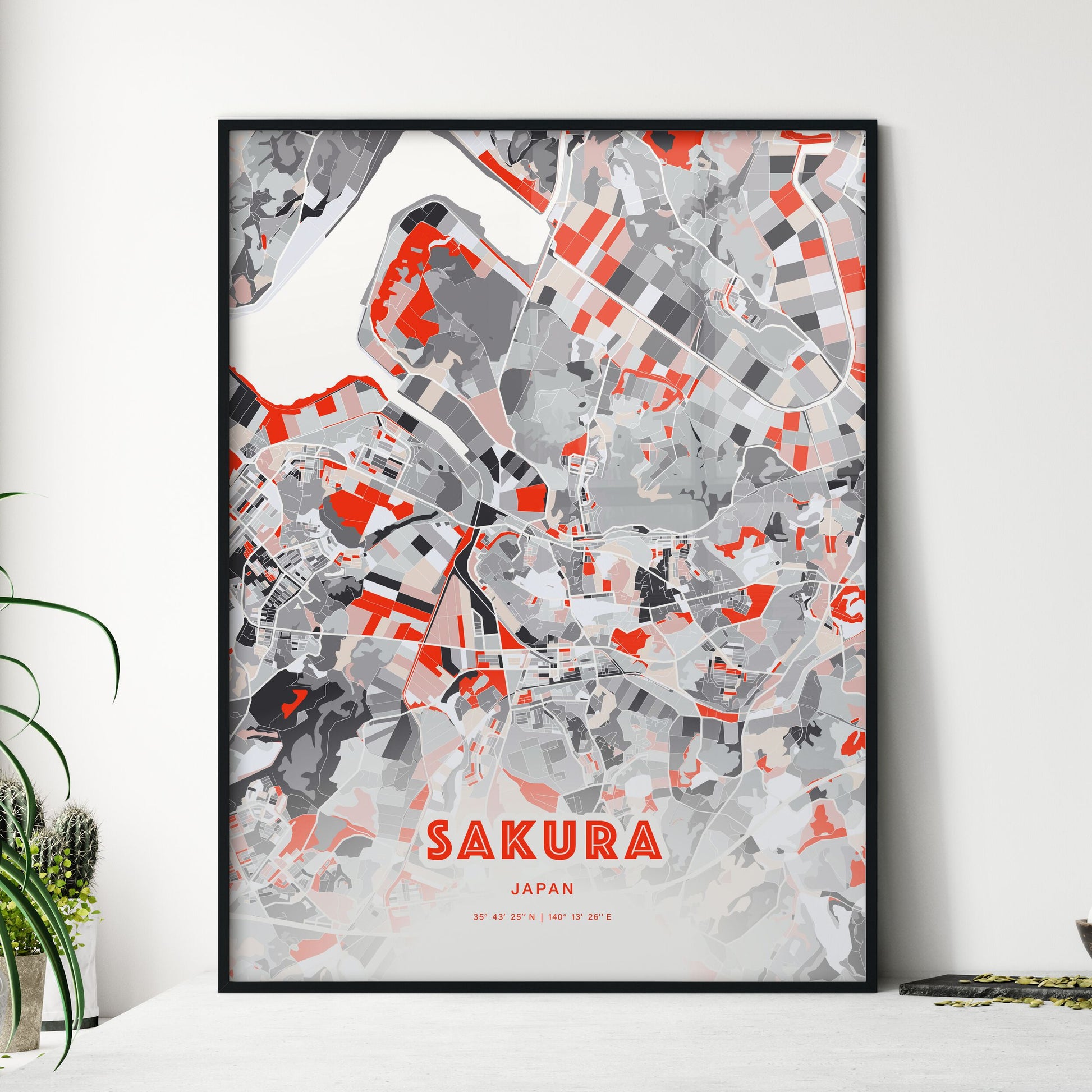 Colorful SAKURA JAPAN Fine Art Map Modern